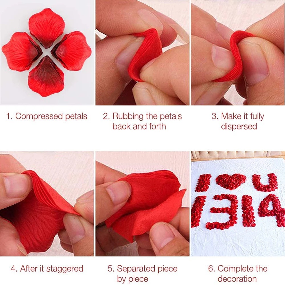 100 Decorative DIY Artificial fake Rose Petals for Wedding Birthday Party Table Decor Romantic Valentine's Day
