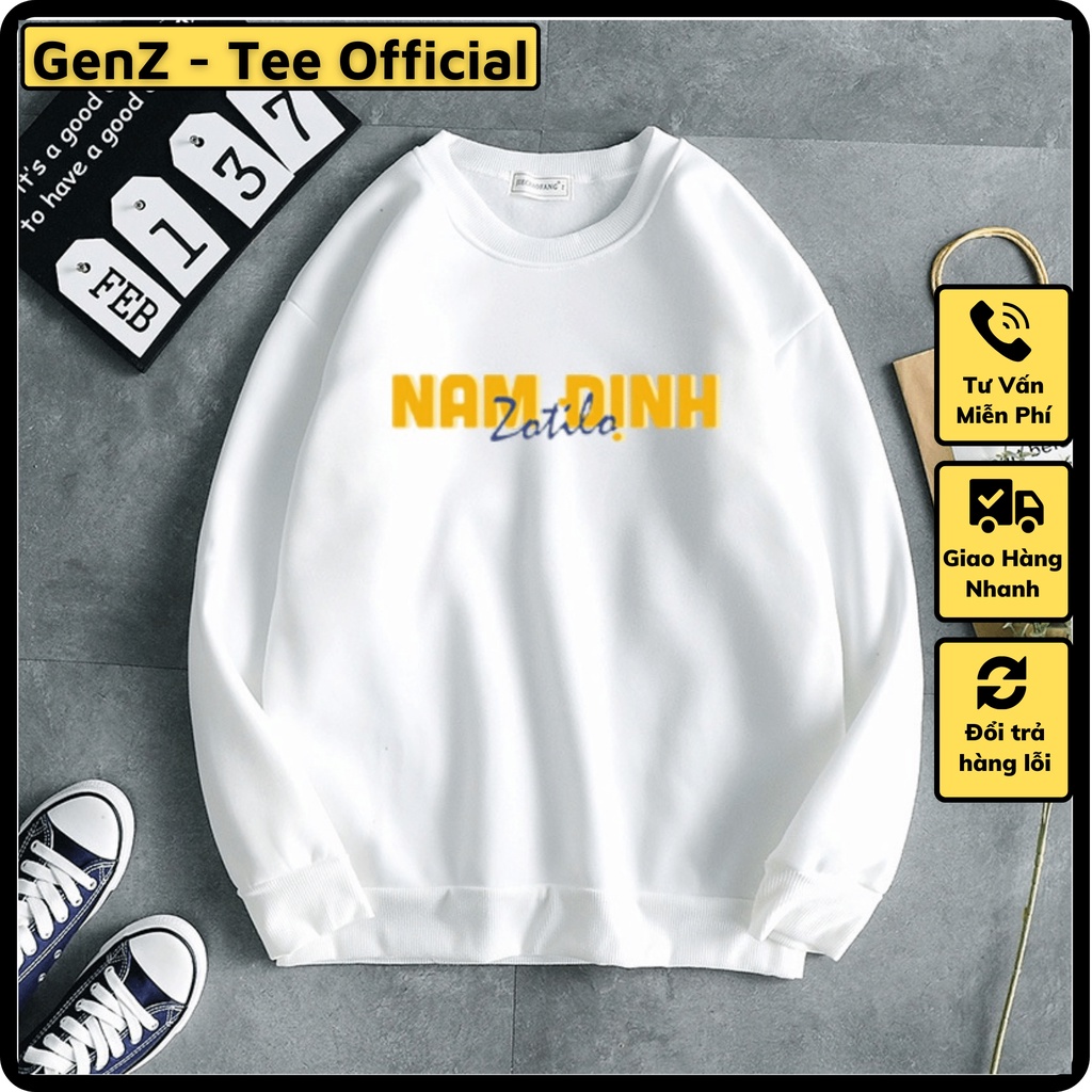 Áo Sweater Nỉ Local Brand Tỉnh Nam Định , Áo Sweater 63 Tỉnh Thành Nam Nữ Form Rộng Unisex Genz Cá Tính