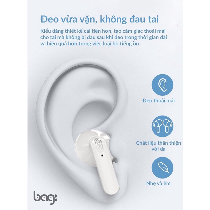 Tai nghe bluetooth tws Bagi cao cấp Venus Pro, bluetooth 5.1, kháng nước