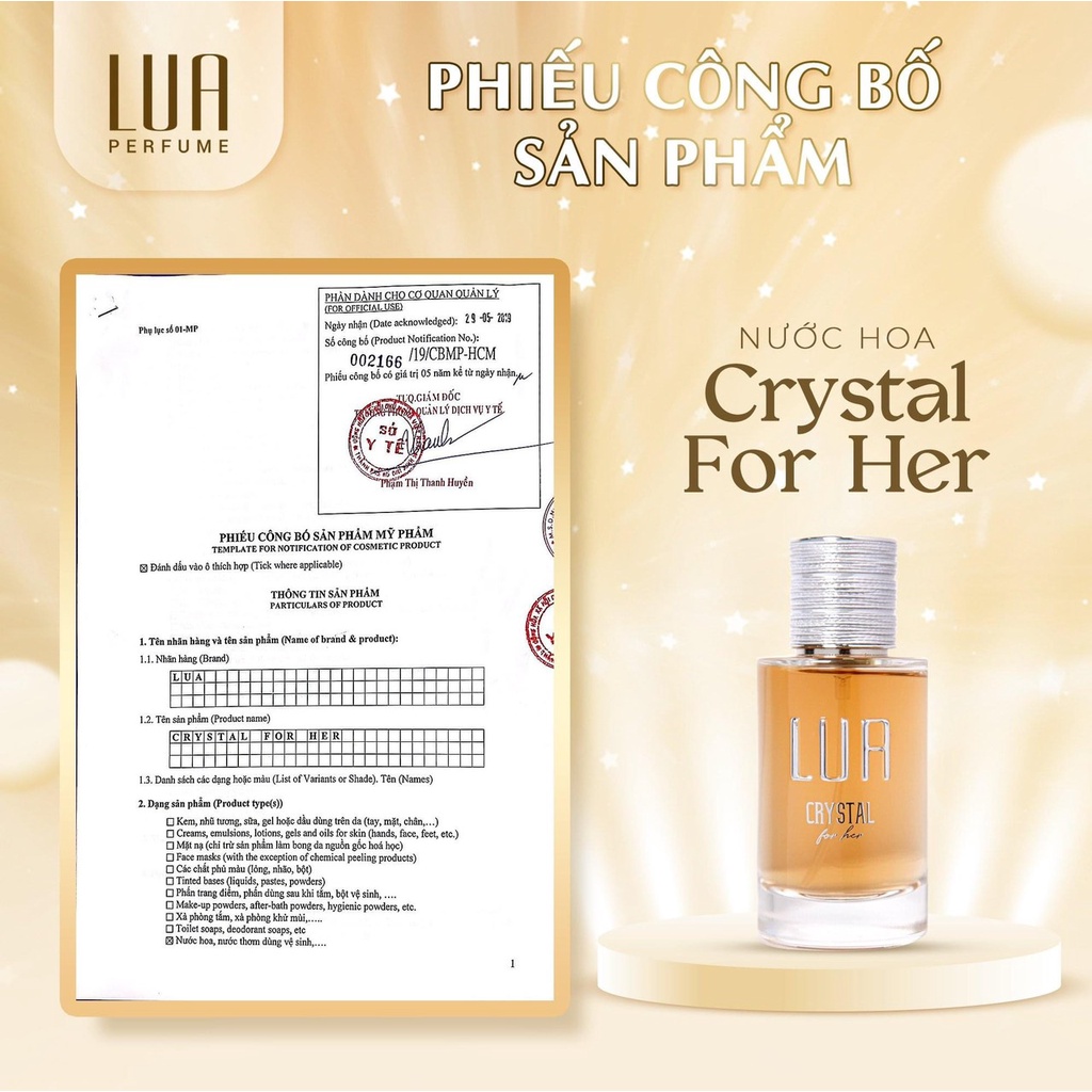 [Chính Hãng] Nước hoa Lụa nữ CRYSTAL FOR HER Hương ngọt ngào Lua Perfume