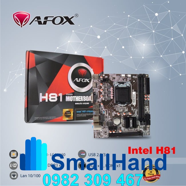 Mainboard – Bo mạch chủ PC | Main Afox H81 | LGA1150 hỗ trợ chip Intel socket 1150 – Chính hãng – Bảo hành 2 năm