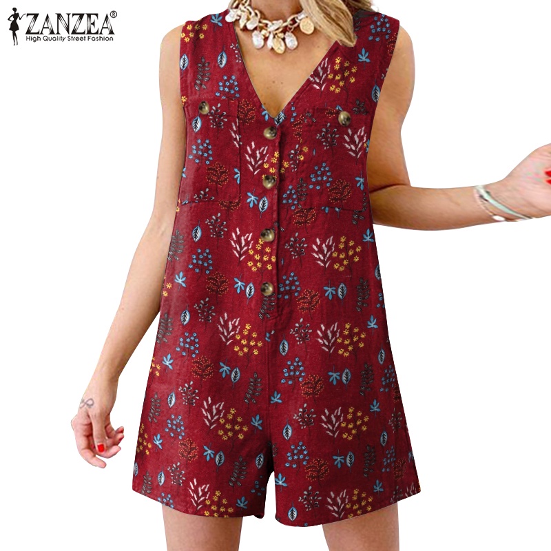 Zanzea Áo liền quần Ngắn Ống Rộng Không Tay Thời Trang Cho Nữ