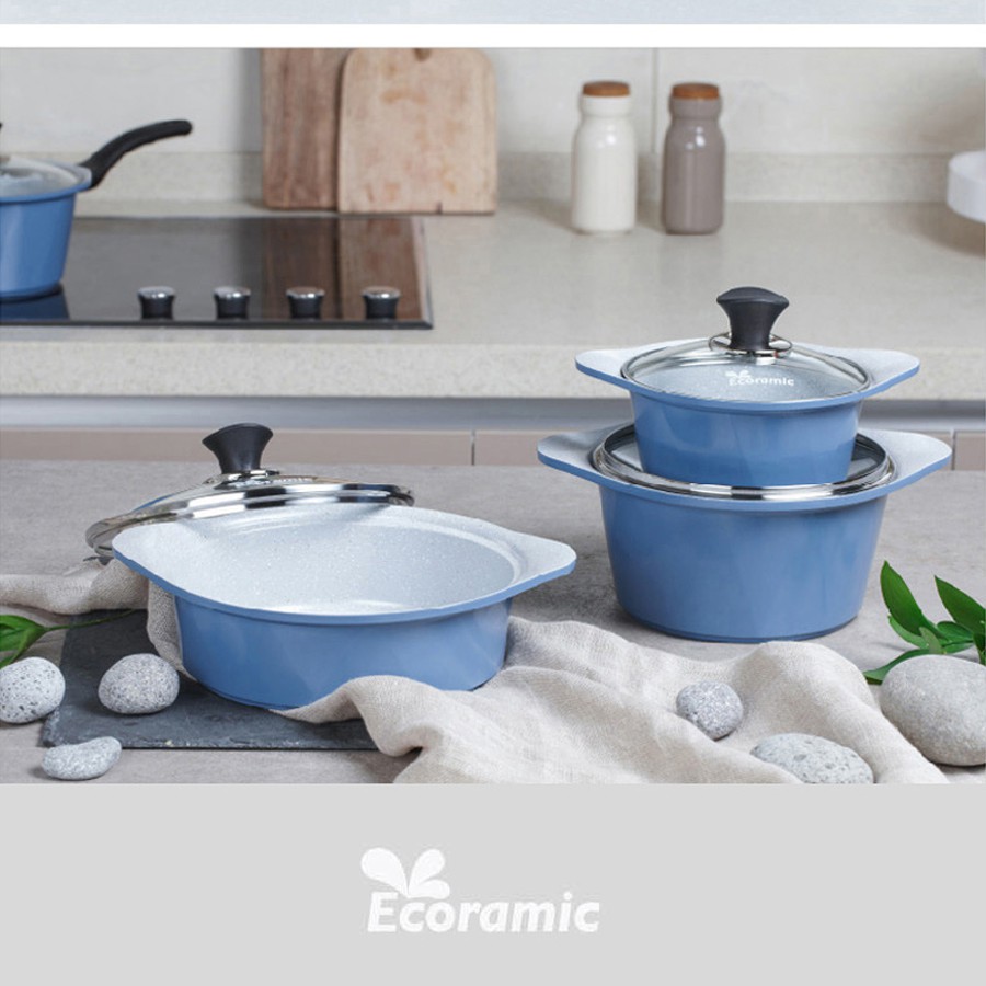 Nồi đá Ecoramic cao cấp phủ 5 lớp chống dính ceramic siêu bền – 24 cm