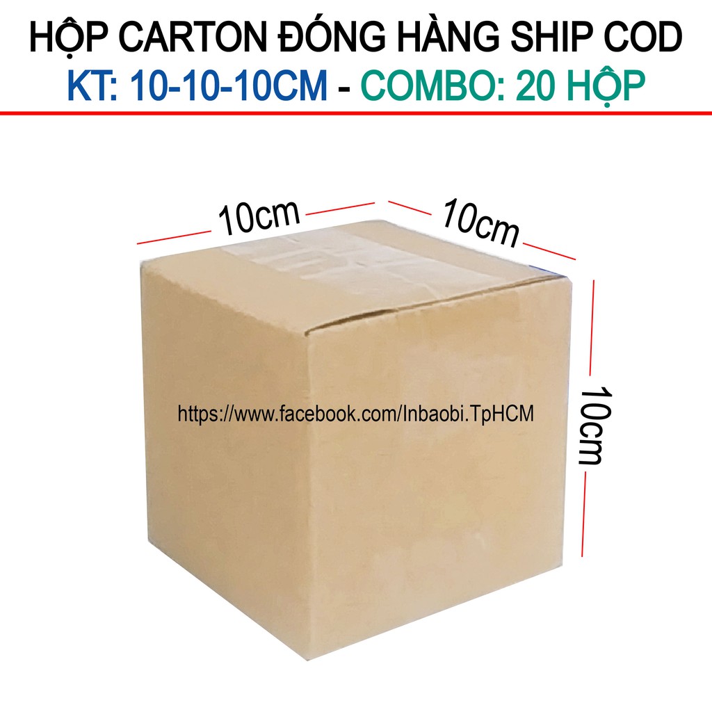 20 Hộp 10x10x10 cm, Hộp Carton 3 lớp đóng hàng chuẩn Ship COD (Green &amp; Blue Box, Thùng giấy - Hộp giấy giá rẻ)