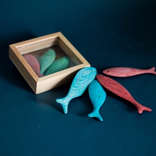 Cá gỗ 3 màu trang trí - cá gỗ handmade