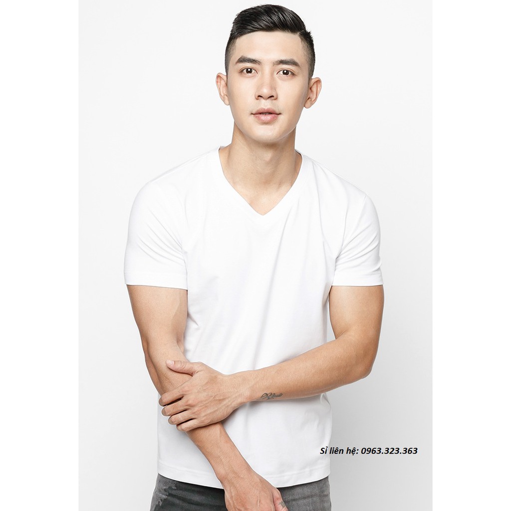 Áo thun nam cotton cổ tim