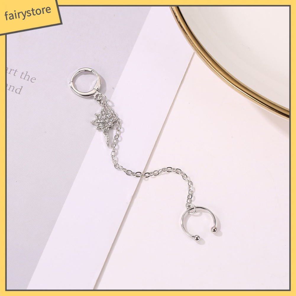 1 Khuyên Vành Tai Dáng Dài Đính Đá Lấp Lánh Cho Nữ