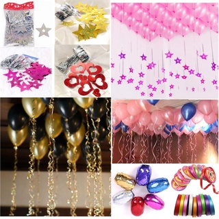 Ruy Băng Kim Tuyến , Dây Ruy Băng Tim Sao Treo Đuôi Bóng, Ru Băng ( Ribbon ) Nhựa Cột đuôi bong bóng trang trí sinh nhật