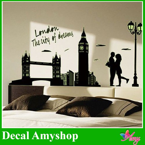 Decal dán tường Dạ quang ⚡ FREESHIP ⚡ London trang trí phòng ngủ sang trọng Decal AmyShop tại HCM
