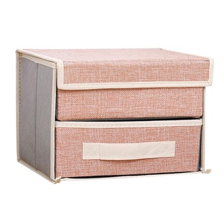 Double-Layer Storage Box Drawer Storage Box Foldable Home Underwear Storage Box (Pink Double Layer One Draw)