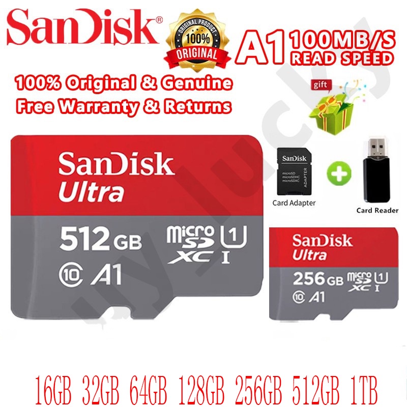 Thẻ Nhớ SanDisk UltraA1Class10Micro-16GB / 32GB / 64GB / 128GB / 256GB 1TB SDM