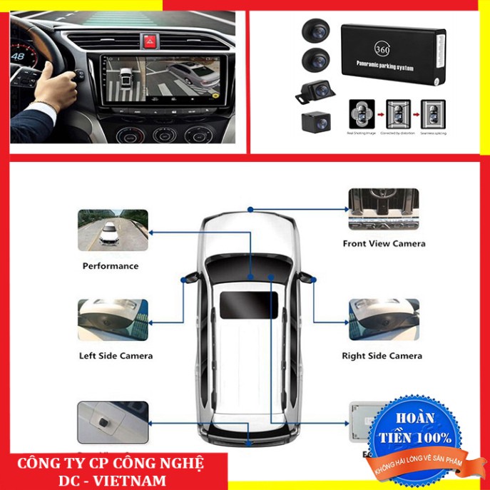 Camera hành trình 360 cao cấp chuẩn AHD dành cho tất cả các loại xe ô tô có màn hình hiển thị - Mã: 360AHD-LV-558