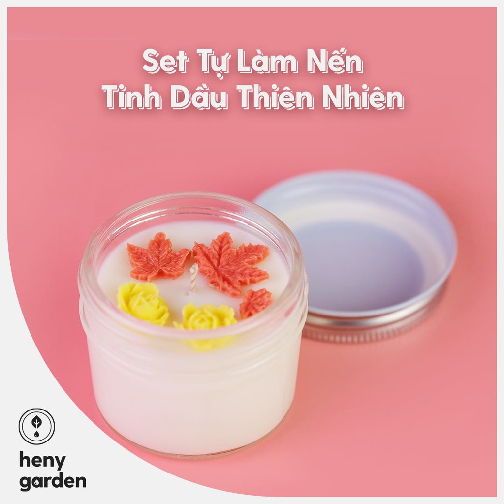 Set Tự Làm Nến Thơm Handmade Topping Hoa Với Tinh Dầu Thiên Nhiên Heny Garden - Nguyên Liệu Làm Nến Thơm