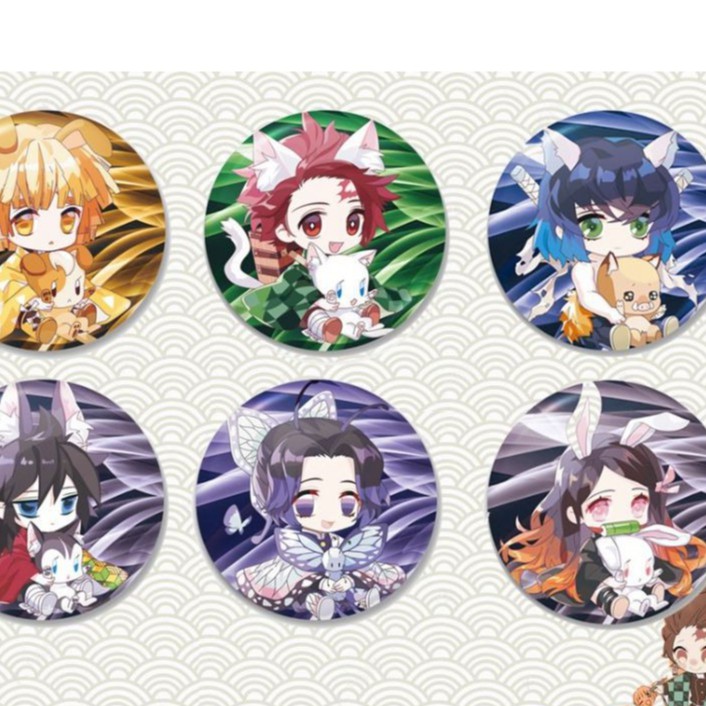 Huy hiệu cài áo in hình Kimetsu no Yaiba - Thanh Gươm Diệt Quỷ anime chibi m04