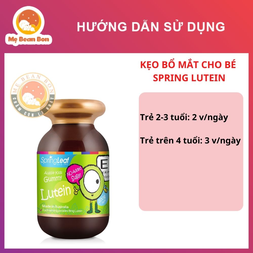Viên kẹo Nhai Bổ Mắt Cho Bé Spring Leaf Aussie Lutein Kids Gummy của úc cho bé từ 2 tuổi - mẹ bean bon