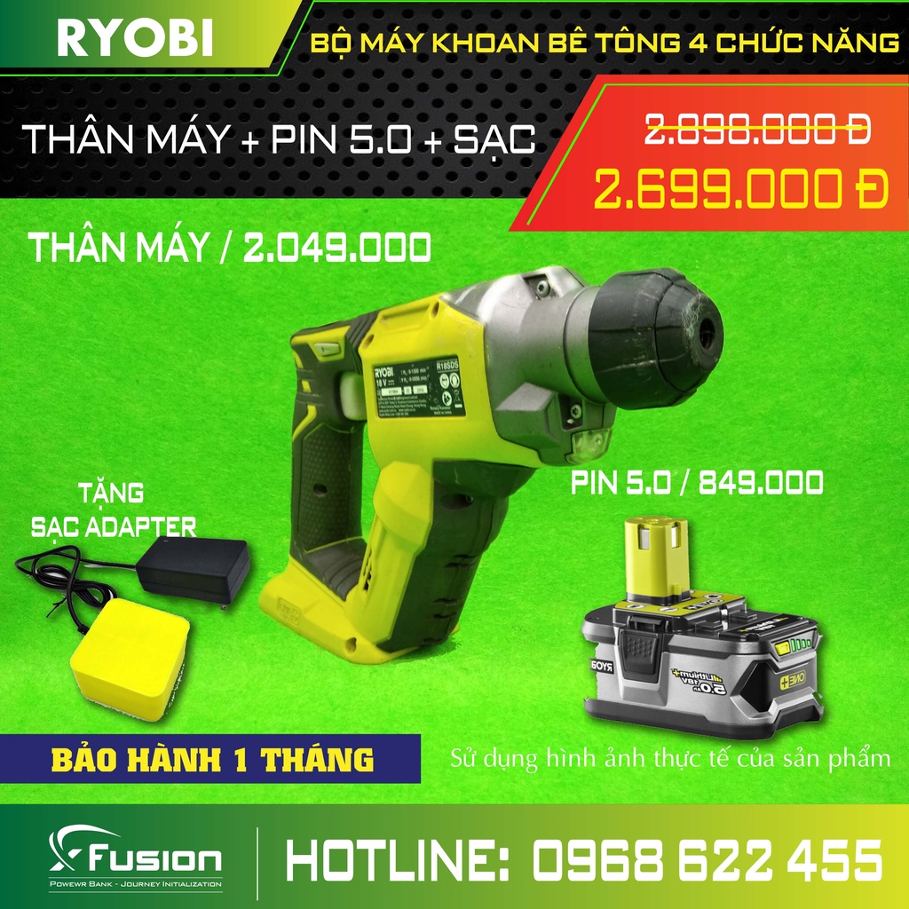 Bộ máy khoan bê tông RYOBI
