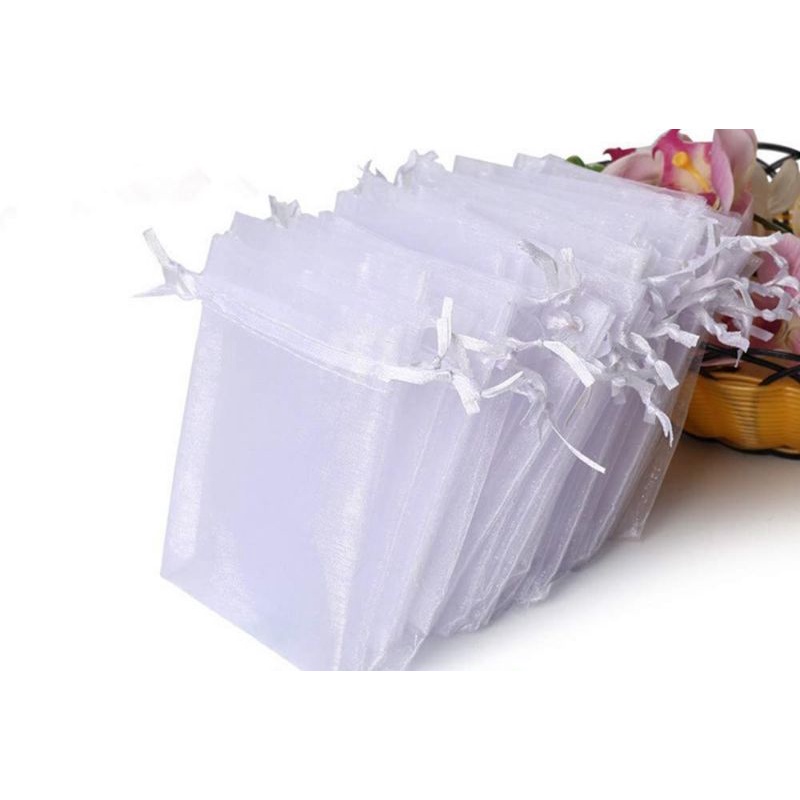 Túi lưới dây rút màu trắng 16x20cm