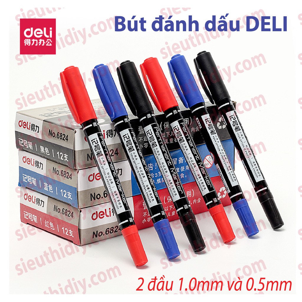 Bút đánh dấu DELI 2 đầu, ghi đĩa CD, mực không phai