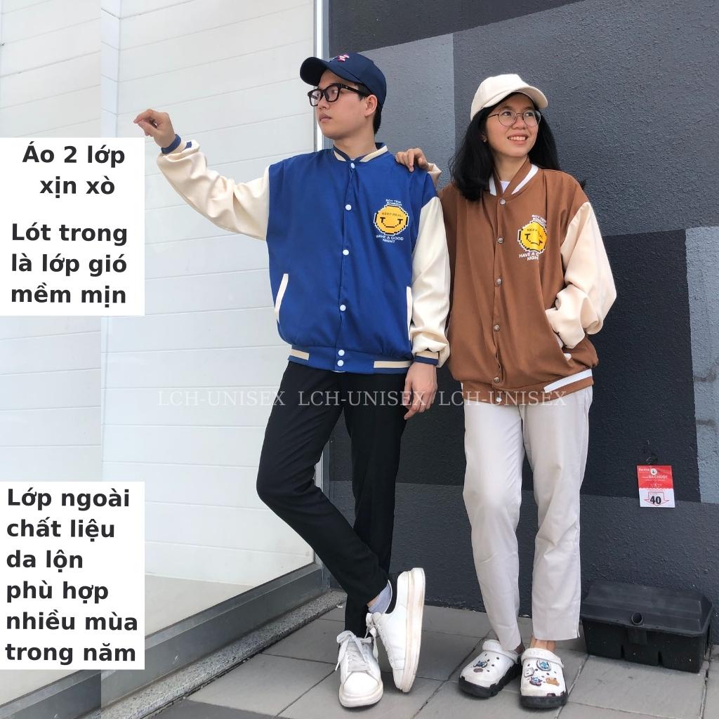 Áo khoác bóng chày nam nữ chất da lộn mềm mịn Bomber jacket 2 lớp kiểu unisex form rộng LCH
