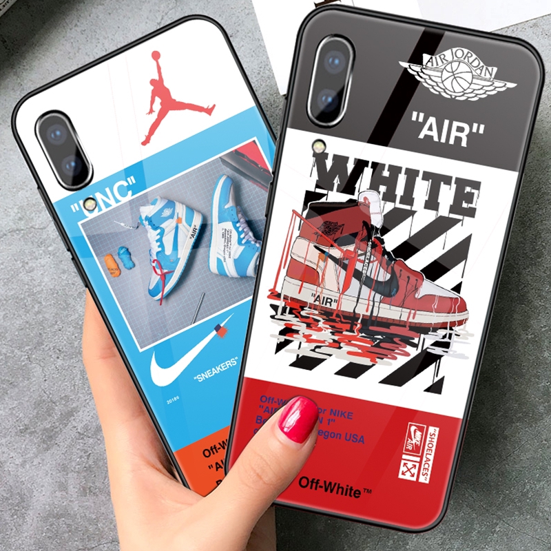 Glass CASE Samsung Galaxy A10 A20 A30 A50 A70 M10 M20 M30 S10 S9 S8 + OFF White supreme AJ Hrad CASE