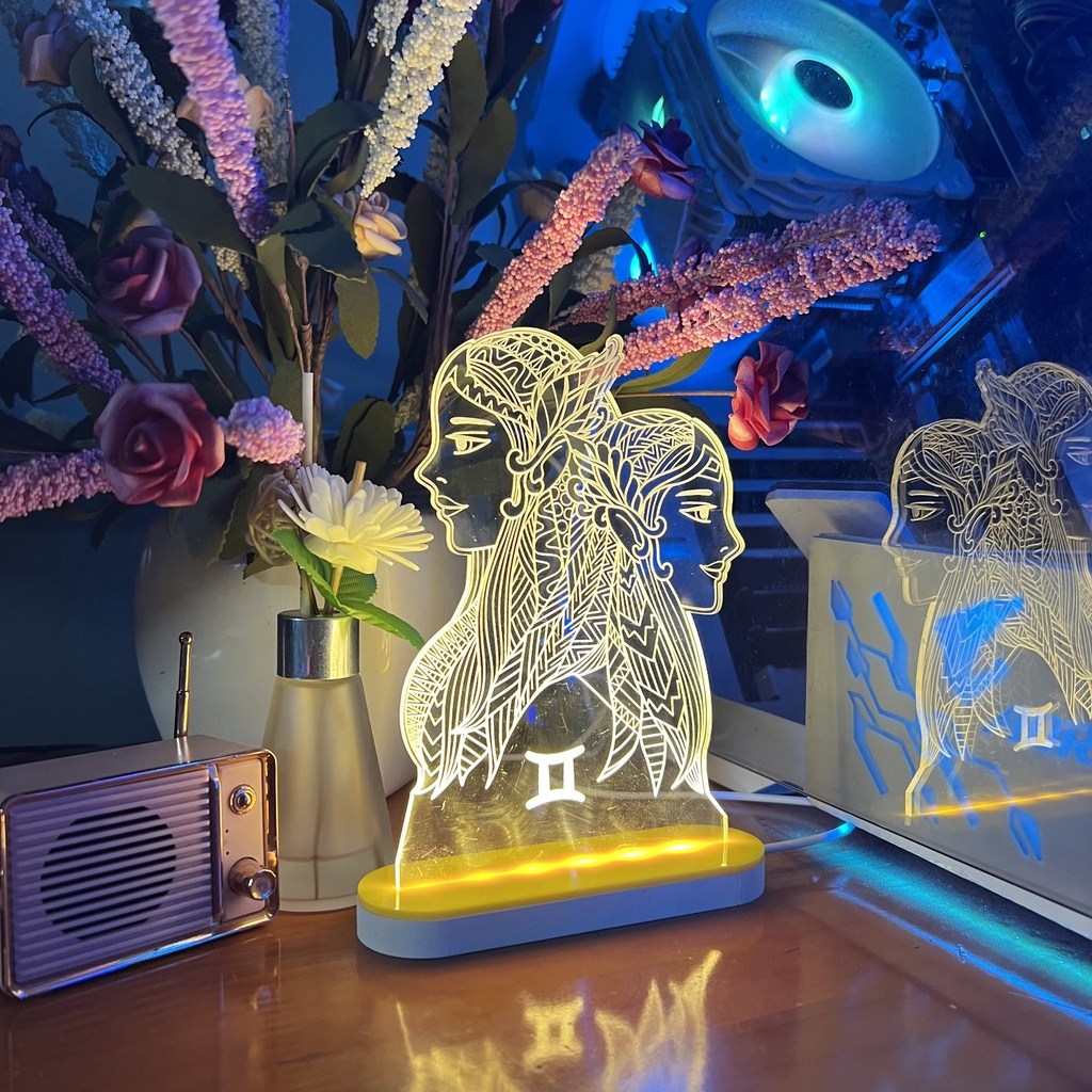 Đèn Ngủ Trang Trí 3D 12 cung hoàng đạo Nhiều Mẫu Siêu Xinh - Đầu Cắm USB