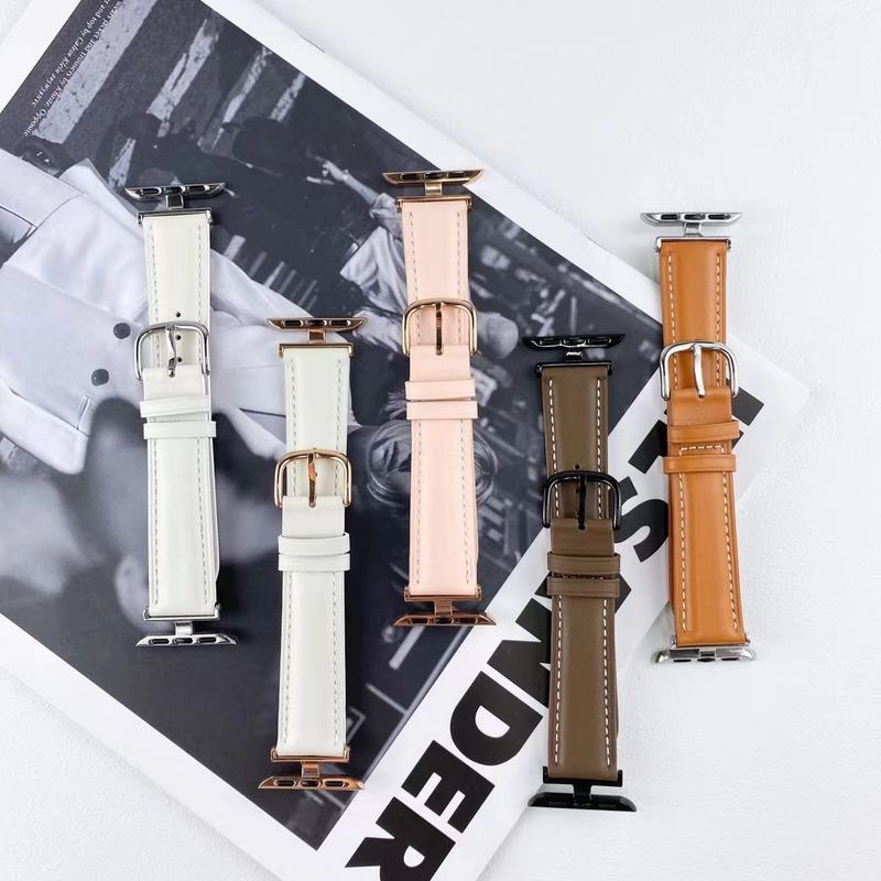 Dây Đeo Bằng Da Có Khóa Kim Loại Cho Đồng Hồ Thông Minh Apple Watch Series 7 6 SE 5 4 3 2 1 Kích Thước 41mm 45mm 44mm 42mm 40mm 38mm