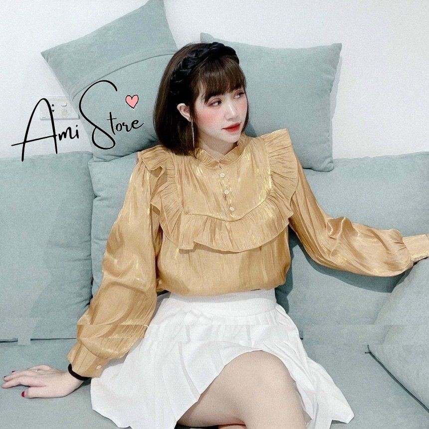 Sơ mi lụa bèo cổ và ngực sang trọng Ami SM07