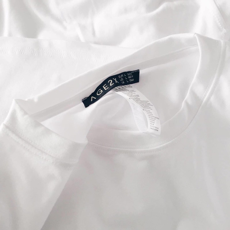 Áo thun trơn Trắng AGE2X hàng VNXK chất thun 4 chiều 83% cotton mềm mát không nhăn khi giặt máy