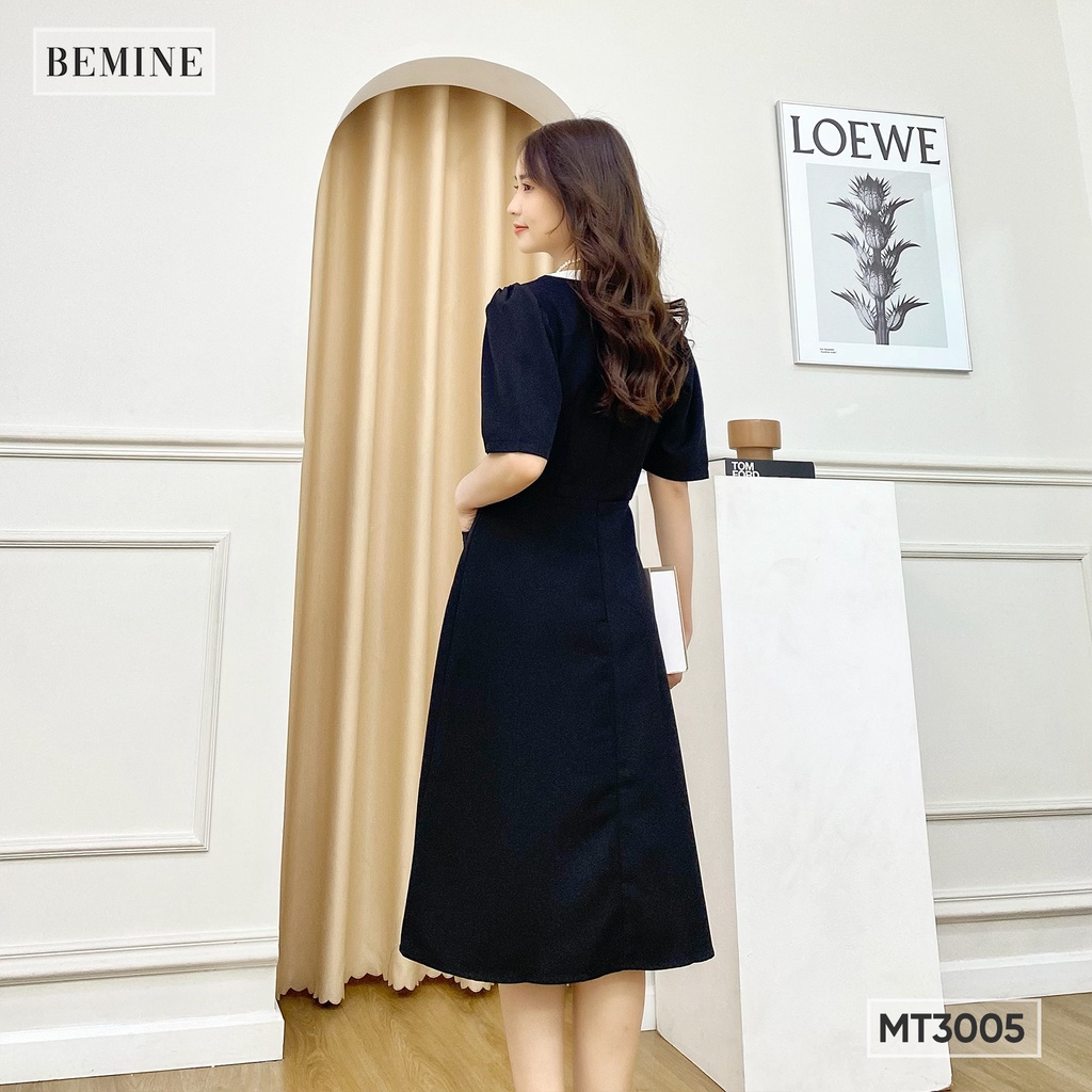 Đầm phối nơ túi viền trắng BEMINE MT3005ĐEN