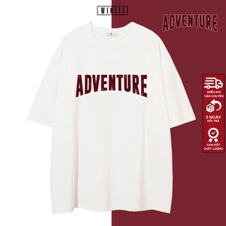 Áo thun unisex phông nam nữ basic form suông rộng phong cách Hàn Quốc Adventure hiệu ứng chữ grunge Vintage Winiti T shi