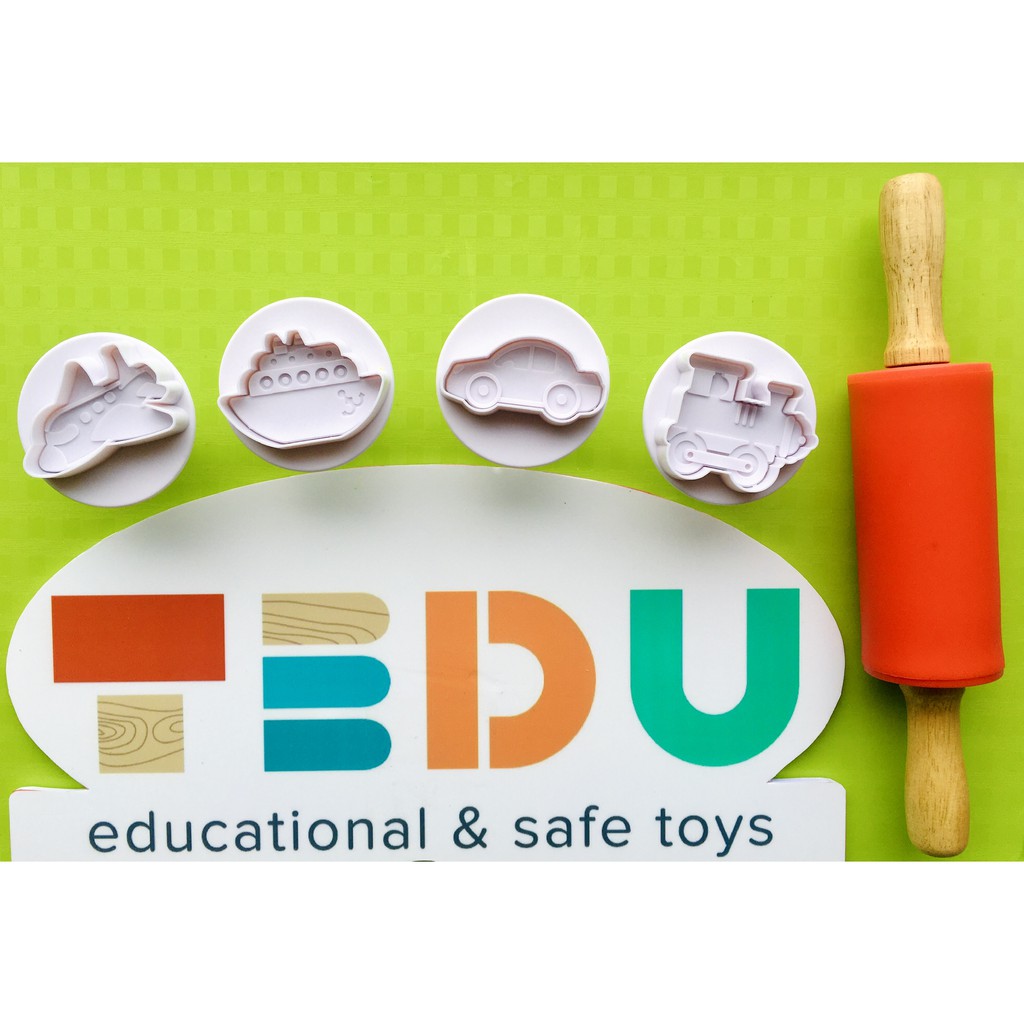 Bộ 4 Khuôn Giao Thông Chơi Bột Nặn Đất Nặn An Toàn TEDU
