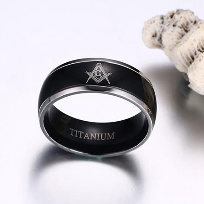 (Hàng Có Sẵn) Nhẫn Kim Loại Không Gỉ Màu Đen 8mm Size 7~12 Cho Nam