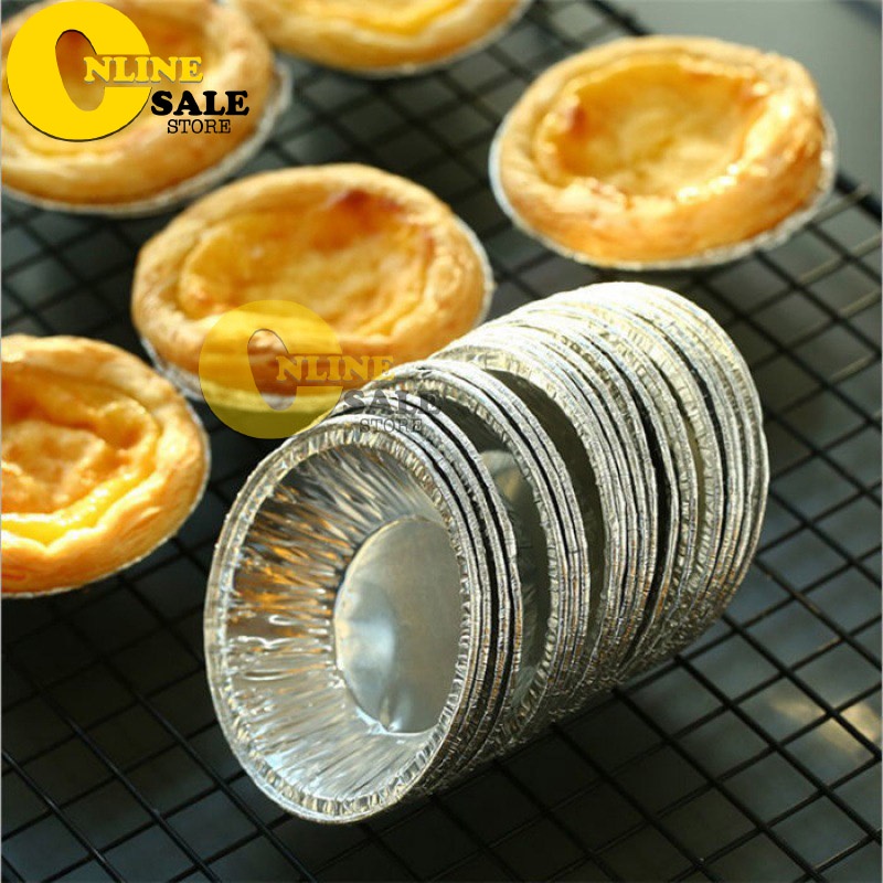 Set 50-100 Đế Cốc Giấy Bạc Lót Bánh tart Trứng Tiện Dụng nướng hàu