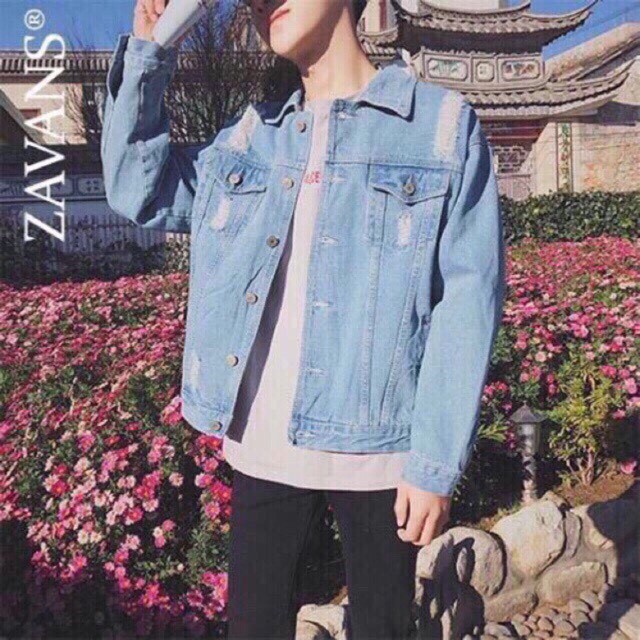 ÁO KHOÁC JEAN NAM RÁCH VAI CAO CẤP PSSHOP3