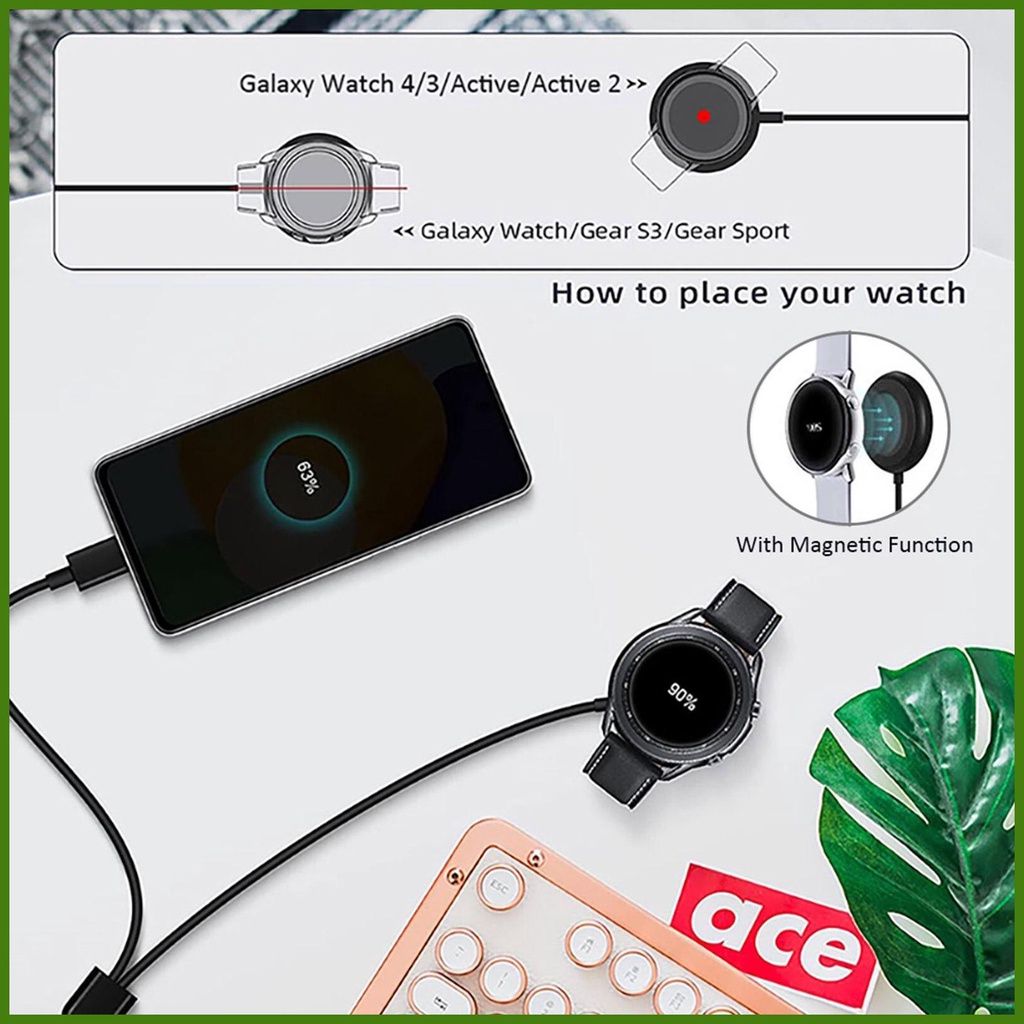 Đế Sạc Từ Tính Không Dây 2 Trong 1 Cho Đồng Hồ Thông Minh Samsung Galaxy Watch 3/Active/Active 2