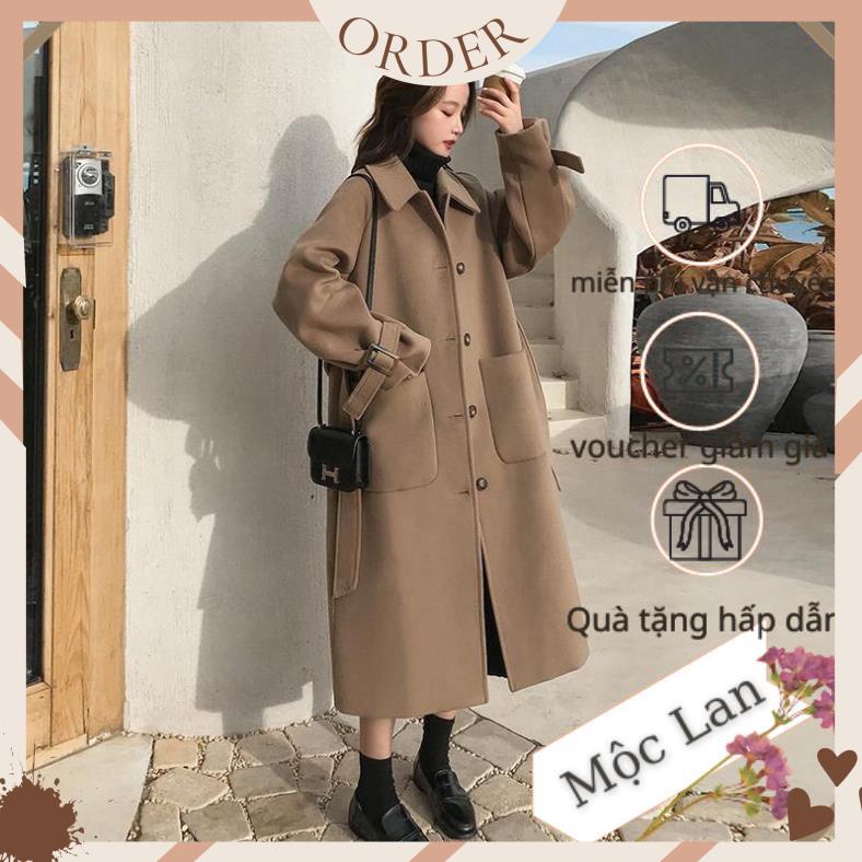 (MộcLan ORDER) Áo dạ nữ dáng dài 2 lớp dày dặn kèm đai phong cách thời trang Hần Quốc (kèm video tự quay) | BigBuy360 - bigbuy360.vn