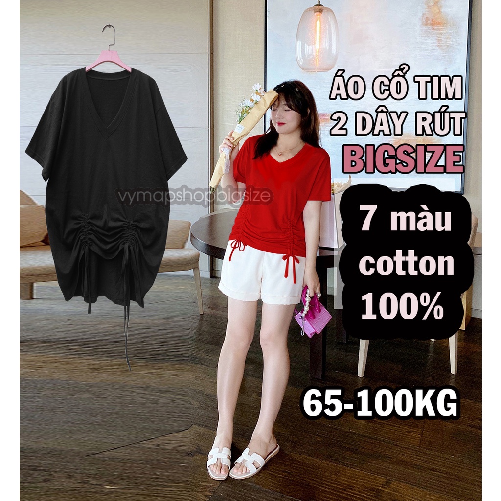 áo thun cổ tim 2 dây rút bigsize nhiều màu vymapshopbigsize