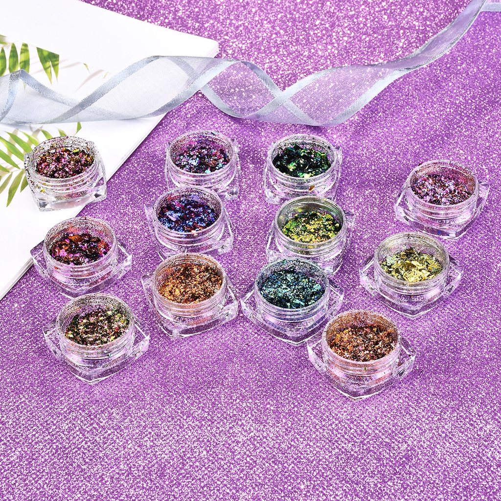 Bột Nhũ Kim Tuyến Trang Trí Móng Tay 12 Màu Sắc Tùy Chọn 0.1g