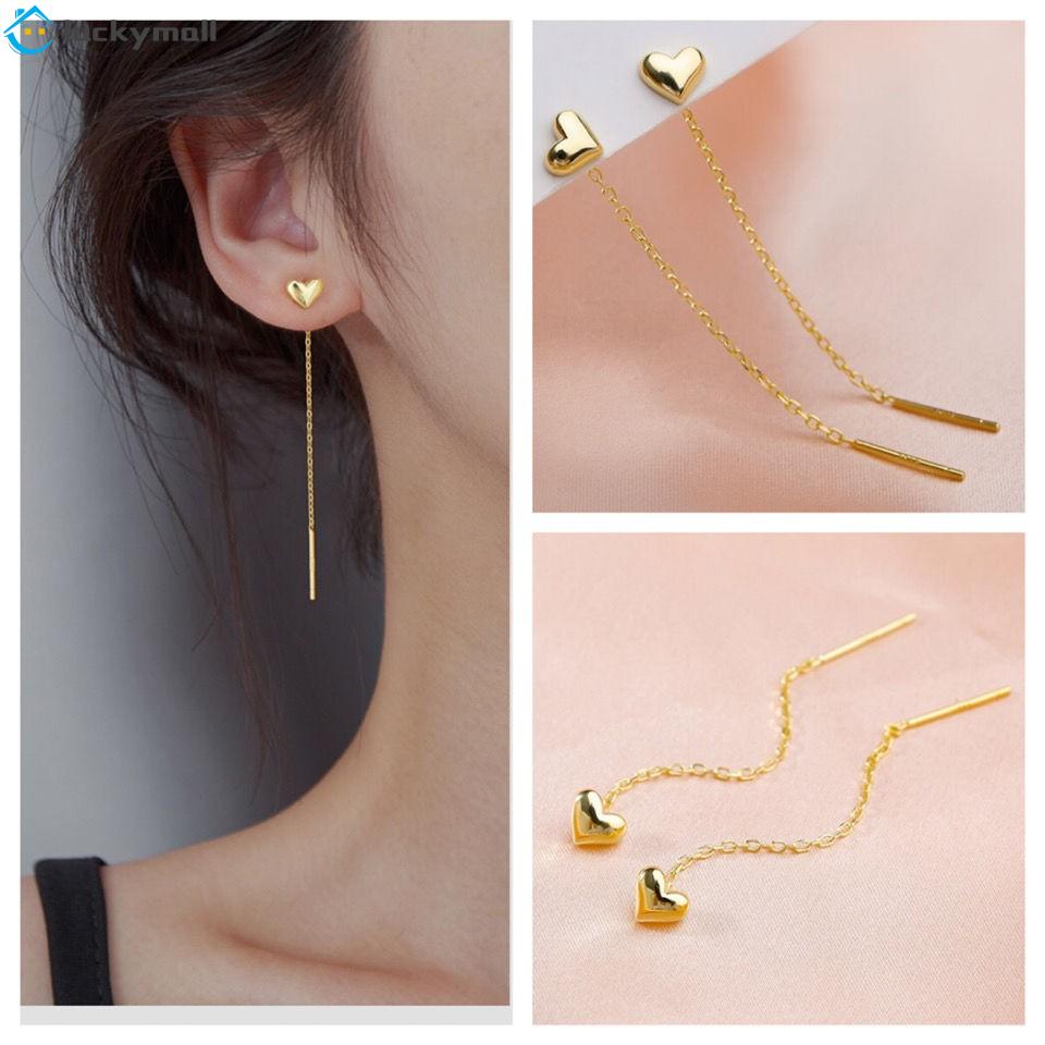 Bông Tai Mạ Vàng / Bạc Hình Trái Tim Phong Cách Hàn Quốc Cho Nữ