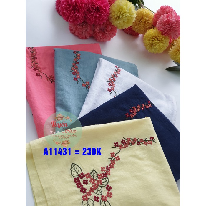 A11431 Áo linen TN ra mắt mẫu thêu hoa mới