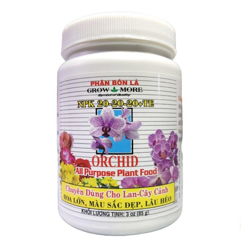 Phân Bón Lá Grow More NPK 20-20-20+TE Orchid (85 gr) Chuyên cho Lan, cây cảnh