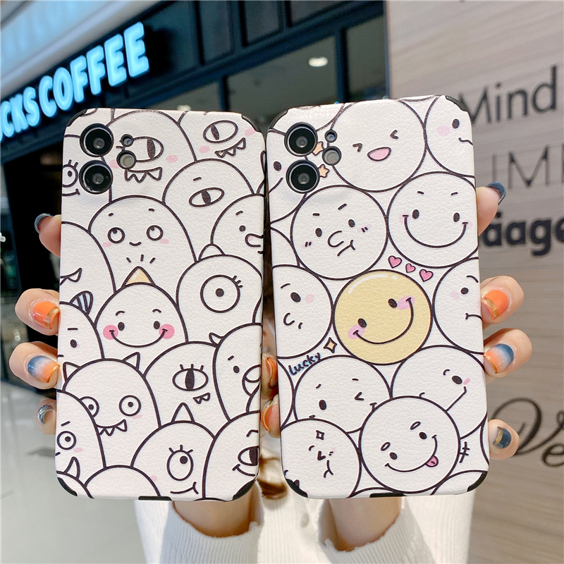 Ốp điện thoại da silicon mềm họa tiết mặt cười cho iPhone 12 Pro Max ip11 X XR 7 8 Plus Xs Max | BigBuy360 - bigbuy360.vn
