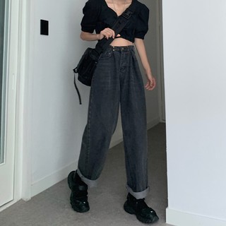 [ Sẵn đen size M ] QUẦN JEANS ỐNG RỘNG CẠP CAO
