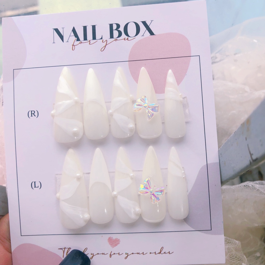 Nailbox thiết kế nail cô dâu nơ xinh mie shine