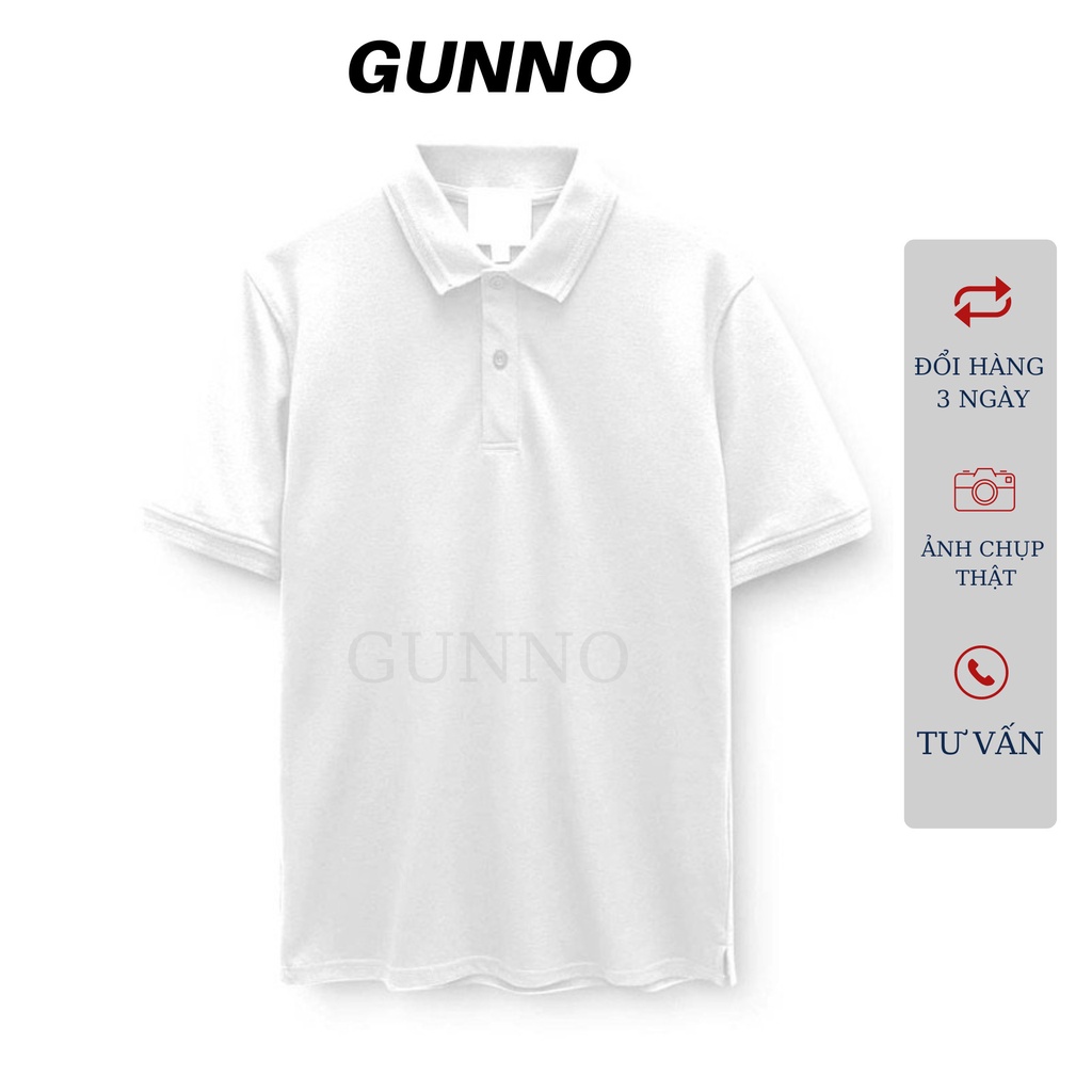 Áo Polo Nam Basic GUNNO thanh lịch vải cá sấu Cotton cao cấp thoáng mát