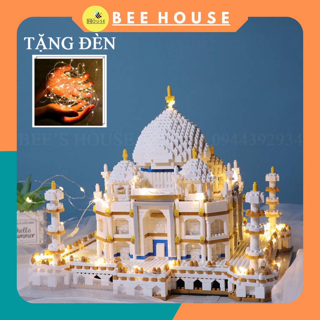 [TẶNG ĐÈN] ĐỒ CHƠI XẾP HÌNH LẮP RÁP LĂNG MỘ TAJ MAHAL ẤN ĐỘ 3D MÔ HÌNH TÒA NHÀ KIẾN TRÚC KỲ QUAN THẾ GIỚI ĐỀN MỘ