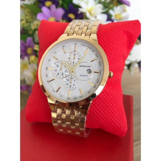 đồng hồ nam baishuns "KHỞI NGHIỆP" dây vàng may mắn giá siêu rẻ