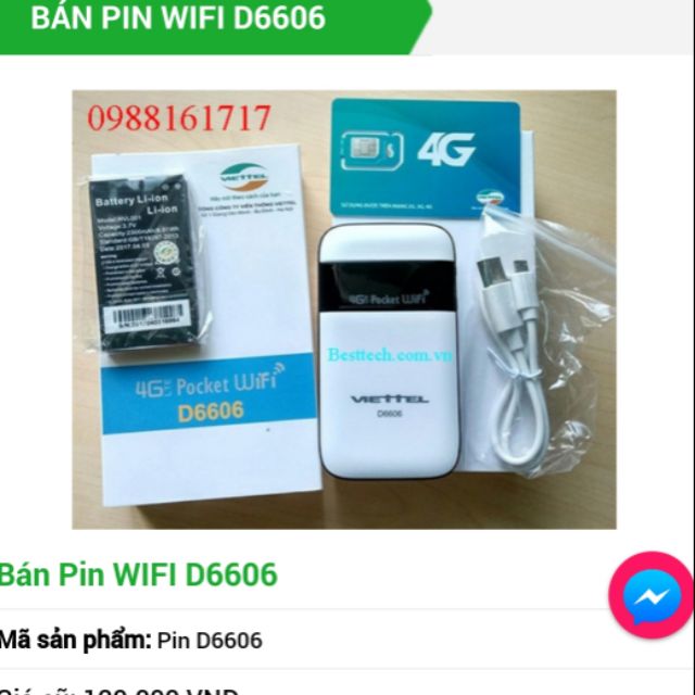 Pin Bộ Phát Wifi Viettel D6606 Zin