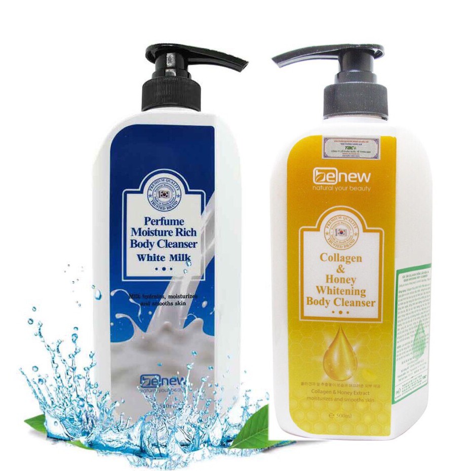 Sữa tắm nước hoa trắng da Hàn Quốc BENEW PERFUME MOISTURE RICH BODY CLEANSER WHITE MILK 500ML