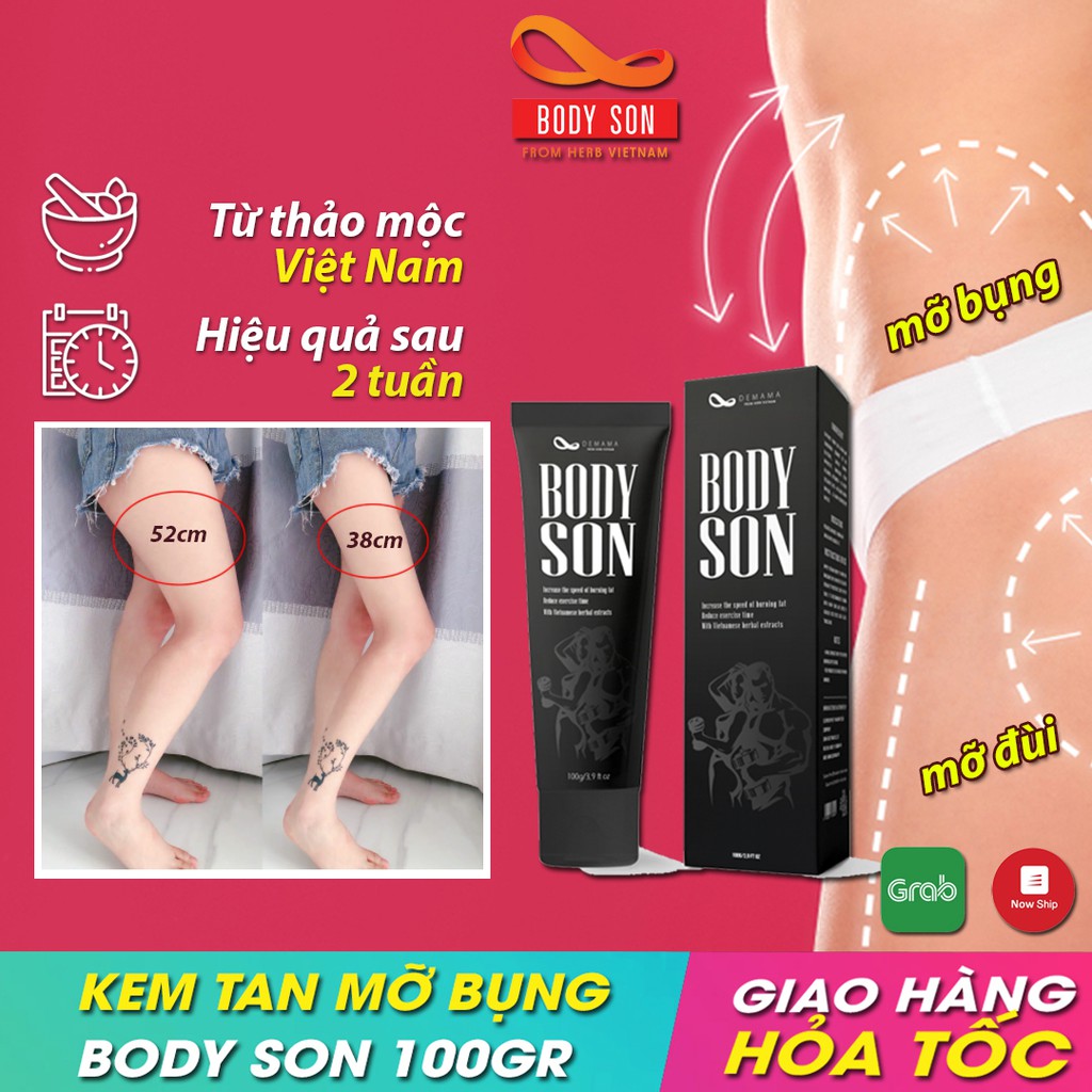 Kem tan mỡ bụng BODY SON, giảm mỡ bụng hiệu quả sau 2 tuần, Gel tan mỡ bụng thảo mộc, cải thiện vóc dáng (100gr)